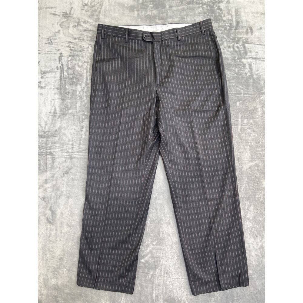 Vintage Zanella Striped Formal Dress Pants Men's 38 Black Red Stripe‎